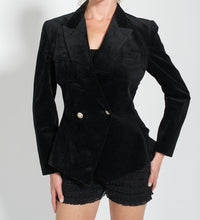 Load image into Gallery viewer, 1980s Black double breasted Velvet Jacket | 'Kasper for A S L' | Modern size Medium