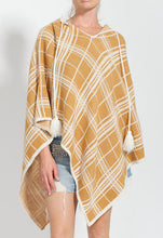 Load image into Gallery viewer, Vintage Hooded Mustard and Cream Poncho Cape