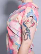 Load image into Gallery viewer, Vintage Pastel Pink Floral Print Short Sleeve Blouse Size Medium