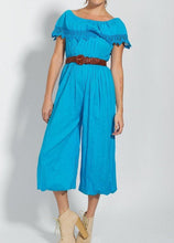Load image into Gallery viewer, Vintage Ethnic Romper Turquoise Blue Size Medium