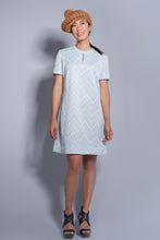 Load image into Gallery viewer, Vintage 1960s Designer chevron print with shades of blue | 'Lady Carol New York' | Modern Size Large