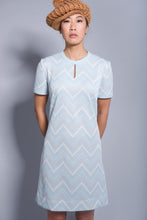 Load image into Gallery viewer, Vintage 1960s Designer chevron print with shades of blue | 'Lady Carol New York' | Modern Size Large