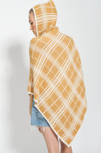 Load image into Gallery viewer, Vintage Hooded Mustard and Cream Poncho Cape