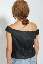 Load image into Gallery viewer, Vintage 1990s Designer Leather Off the Shoulder Crop Top | 'Newport News' | Modern Size Medium