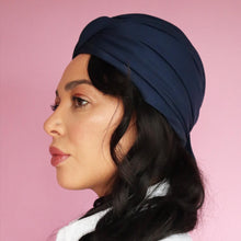 Load image into Gallery viewer, Vintage Turban Navy Blue with bow detail | Size Medium Large