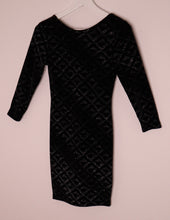 Load image into Gallery viewer, Vintage 1990s’ black metallic | Velvet burnout bodycon dress | size Small