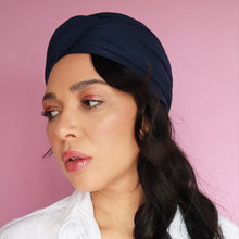 Load image into Gallery viewer, Vintage Turban Navy Blue with bow detail | Size Medium Large