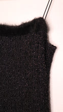 Indlæs billede til gallerivisning 1990s style Y2K Black metallic slip dress | Faux Fur trim | Size Small | Medium