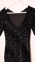 Load image into Gallery viewer, Vintage 1990s’ black metallic | Velvet burnout bodycon dress | size Small