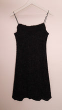Indlæs billede til gallerivisning 1990s style Y2K Black metallic slip dress | Faux Fur trim | Size Small | Medium