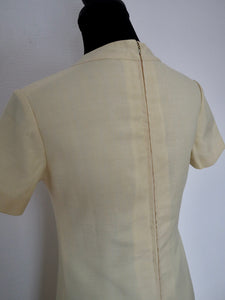 Vintage Retro 1960's Pale Yellow Swing Dress | Modern Size 40 Small