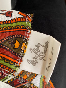 1970 'Miss Mary of Sweden' | Paisley Print dress | Modern size Large