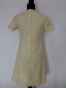 Vintage Retro 1960's Pale Yellow Swing Dress | Modern Size 40 Small