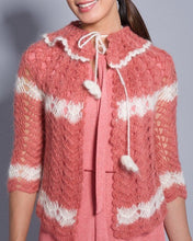 Ladda upp bild till gallerivisning, Vintage 1940s Crocheted Pink Cardigan | Handmade | Modern Size X Small
