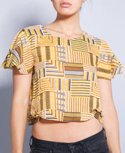 Load image into Gallery viewer, Vintage Tribal Print Yellow Crop Top Size Large
