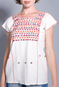 1970s Boho Hippie Ethnic Embroidered Blouse | Modern Size Medium
