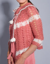 Ladda upp bild till gallerivisning, Vintage 1940s Crocheted Pink Cardigan | Handmade | Modern Size X Small
