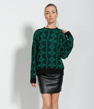 Charger l&#39;image dans la galerie, Vintage 1980s Designer | &#39;Lauren Steele&#39; | Oversized Unisex Sweater Green Black | Modern size XLarge
