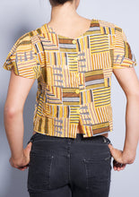 Load image into Gallery viewer, Vintage Tribal Print Yellow Crop Top Size Large
