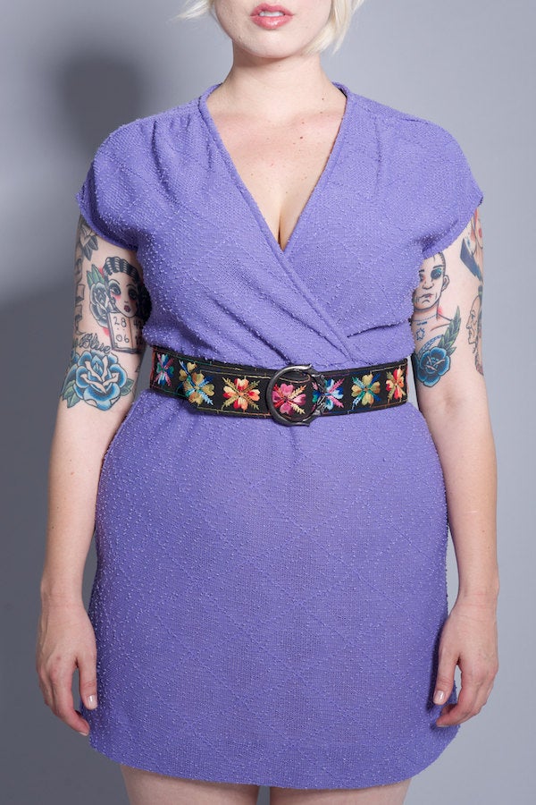 Vintage Purple Faux Wrap Dress Size Large