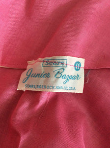 1960s Bright Pink Party Dress | 'Sears Jr Bazaar' | Modern Size Small