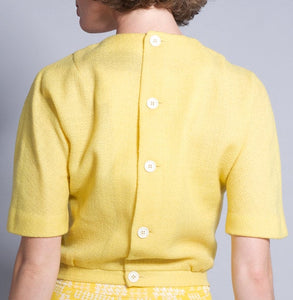 Vintage 1950s Designer | 'Patty Woodard of California' | Yellow Sweater Blouse | Modern Size Small Medium