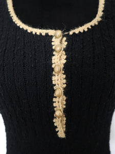 Vintage 1970’s Black knitted maxi dress | Deisu Designs | Modern Size Medium