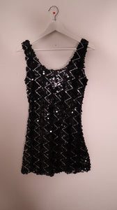 Zigzag | print sequin mini dress | Black Metallic | Size Small | Medium