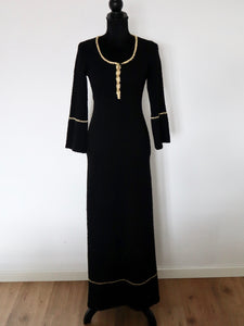 Vintage 1970’s Black knitted maxi dress | Deisu Designs | Modern Size Medium